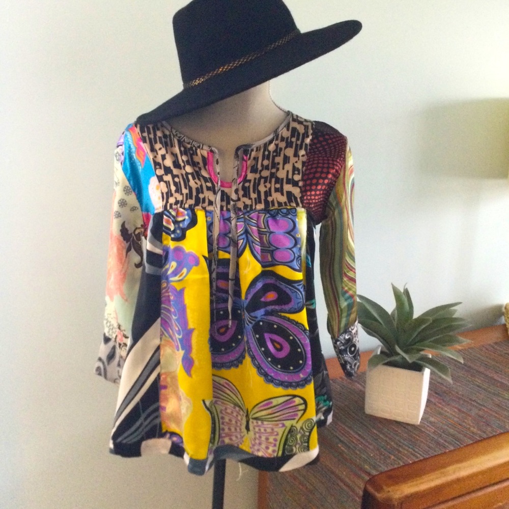 Scared Threads- Pretty Patchwork Boho Top. Size S - image 1